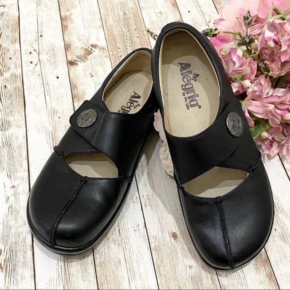 ALEGRIA “Kaitlyn” Black Leather Mary Jane Shoes Size 37 - Picture 1 of 16